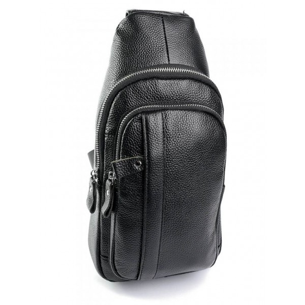

Мужская сумка-слинг кожаная BagMan 6601 Black