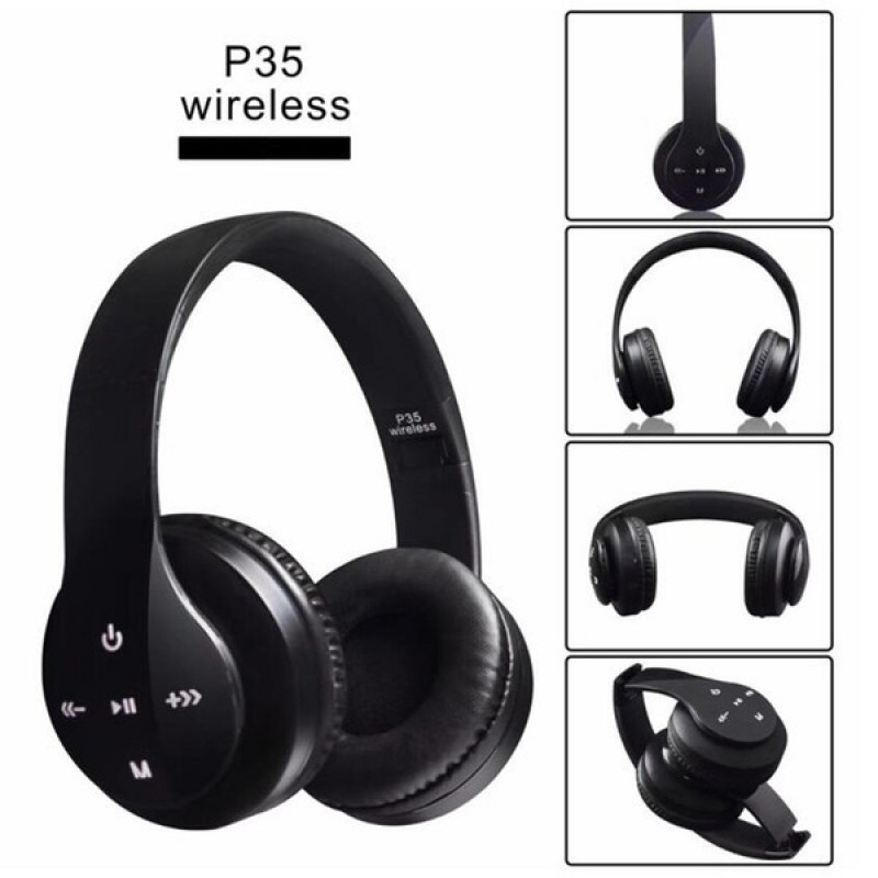 

Беспроводные блютуз наушники для телефона и компьютера с микрофоном P35 Wireless Pangpai для андроид и IOS Bluetooth 4.2 MicroSD FM Радио Черные