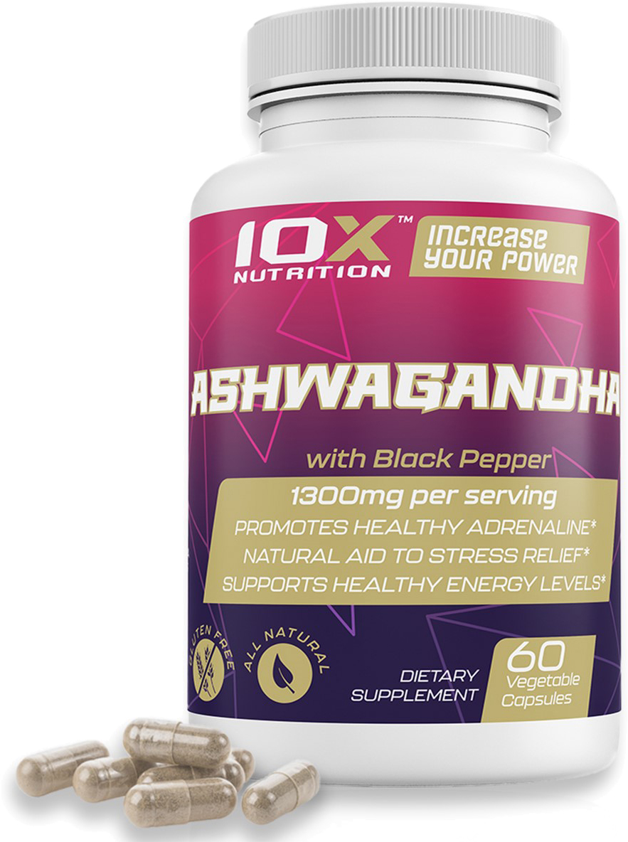 

Ашваганда, Ashwagandha, 10X Nutrition USA, 60 веганских капсул (717340890917)