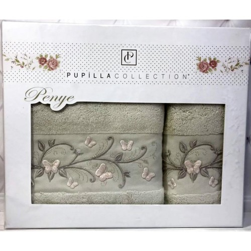 

Набор полотенец Pupilla Eva Pink Butterflies, лицевое 50х90см и банное 70х140см