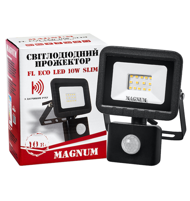 

Прожектор светодиодный Magnum FL ECO LED 10Вт slim 6500К IP44 с датчиком движения (90014086)