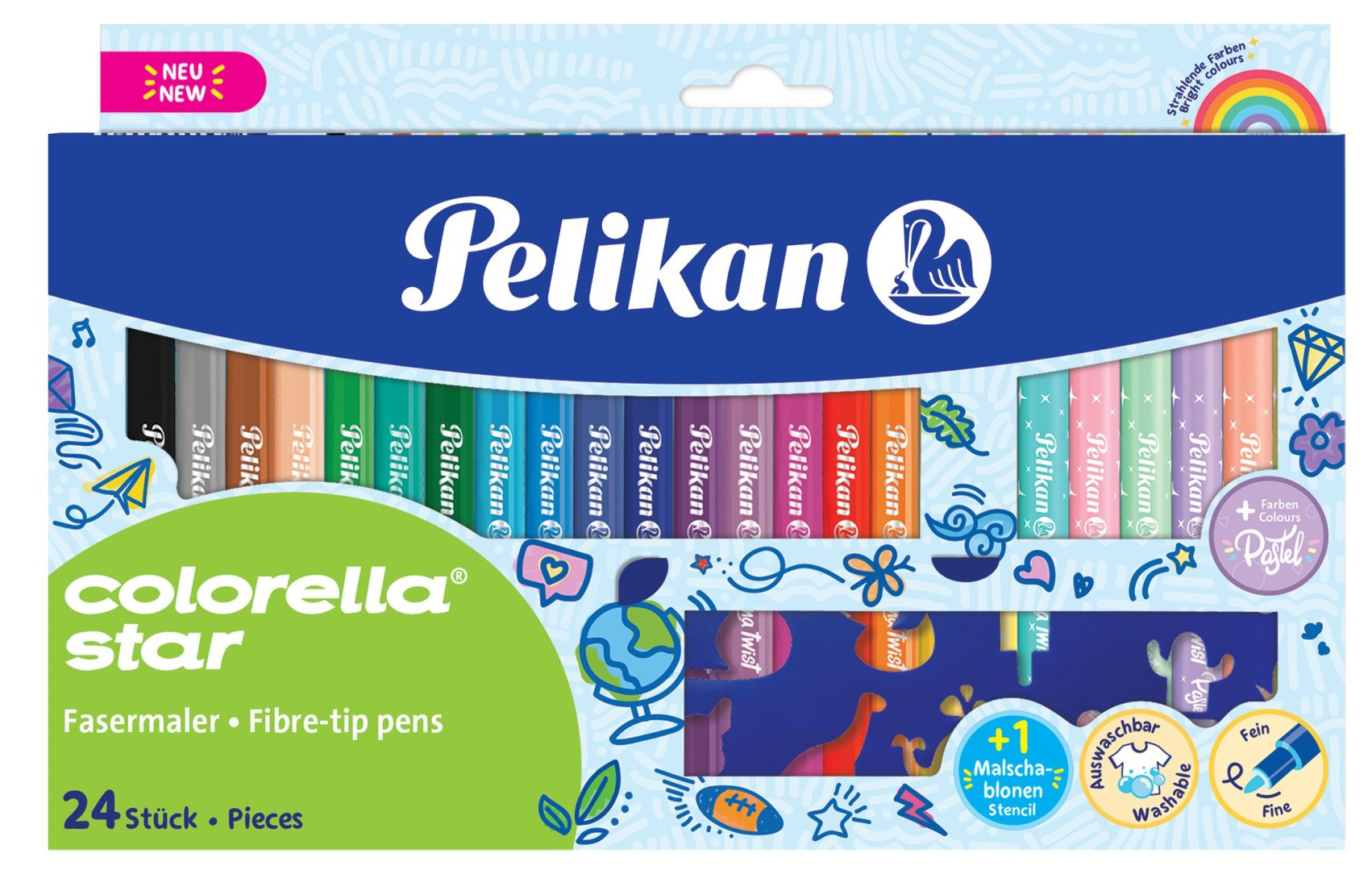 

Фломастеры Pelikan Colorella Star 18 ярких + 6 пастельных цветов (818087)