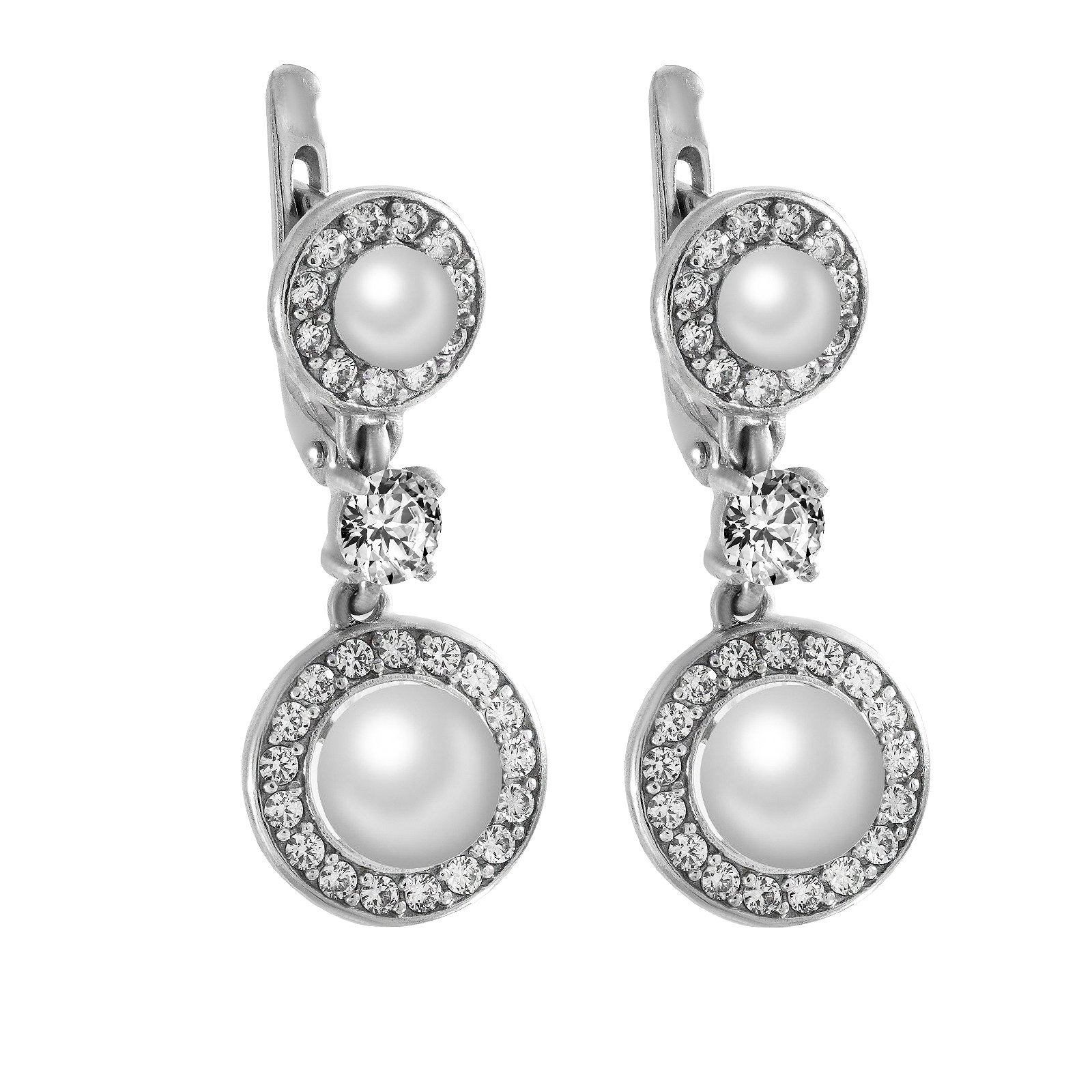 

Серьги из белого золота с куб. циркониями и жемчугом (искусст.) 1766658