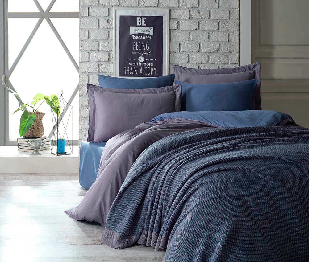 

Постельное белье сатин Dantela vita TUANA BLUE SET, (ET-474480)