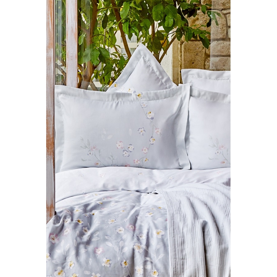 

Постельное белье Karaca Home - Nadia gri серый pike jacquard 220*230 Евро