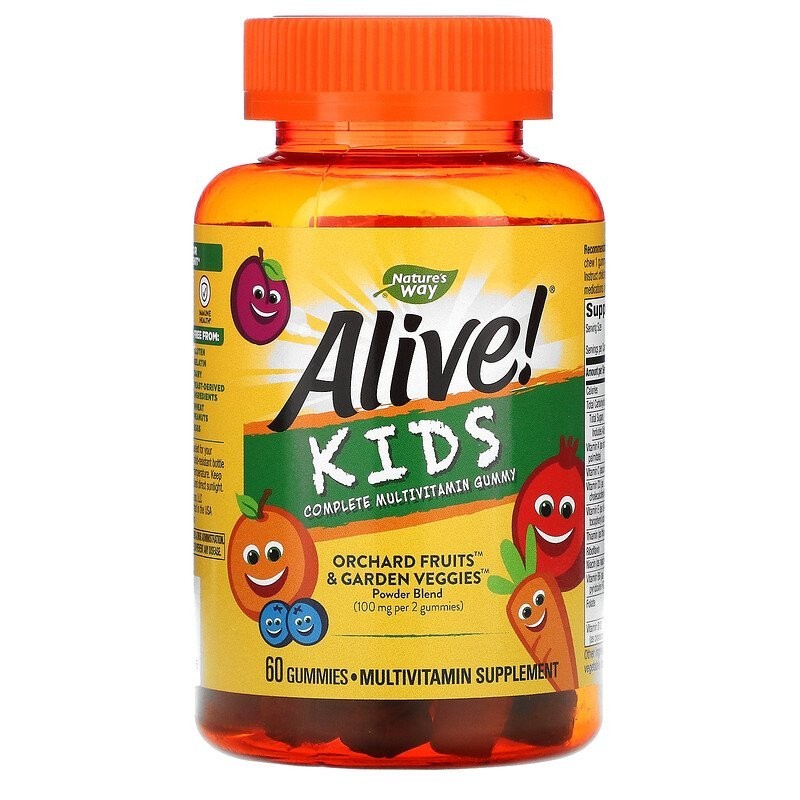 

Комплекс мультивитаминов для детей вишня, апельсин и виноград Nature's Way, Alive! 60 жевательных конфет