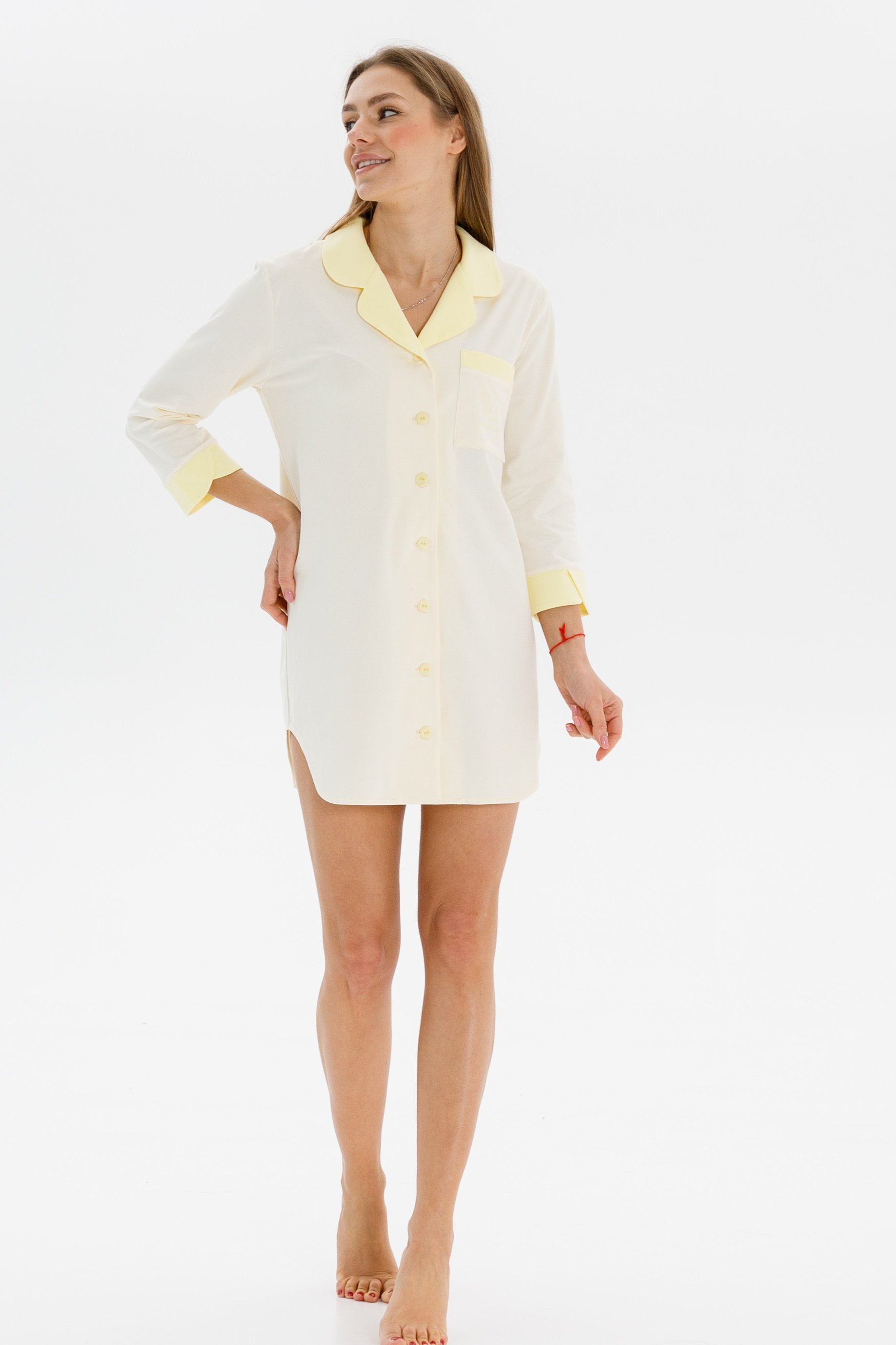 

Женский летний халат MA.pajama JESS / Крем/Желтый, Женский летний халат MA.pajama JESS 42/44 Крем/Желтый