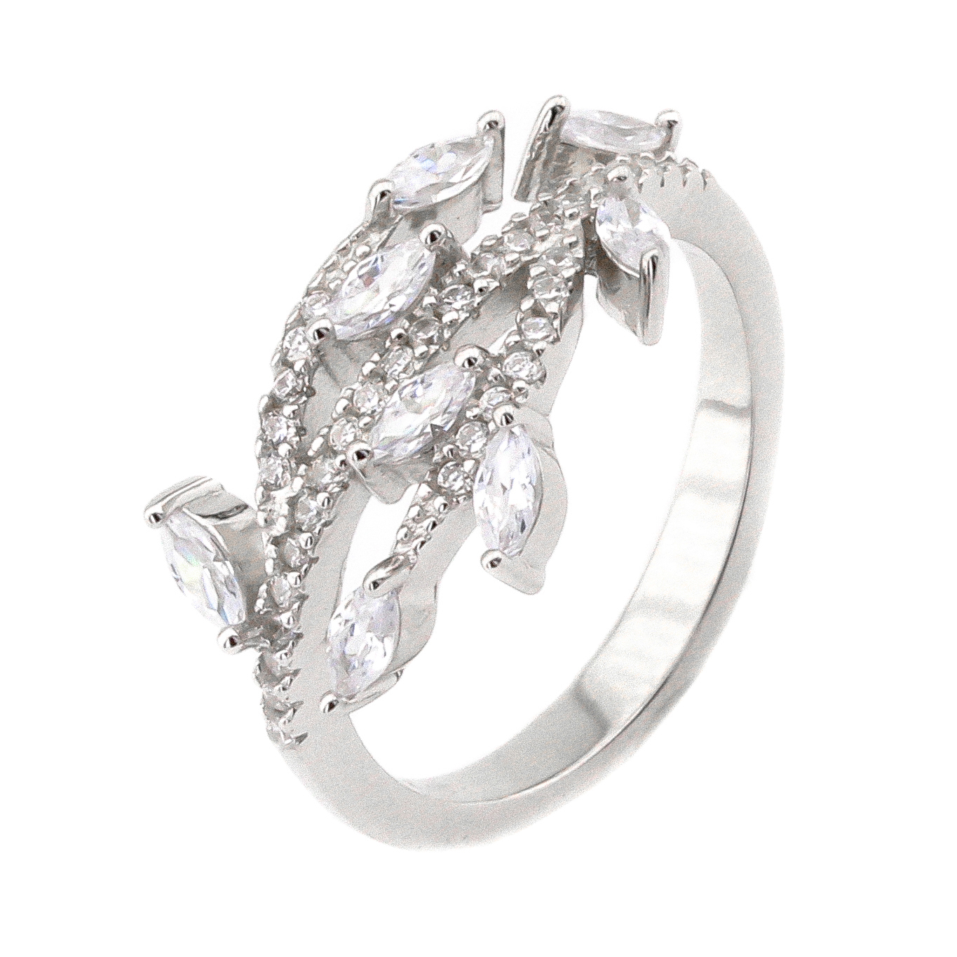

Серебряное кольцо "Веточка" фианитами K11745 Диамант, 17 размер