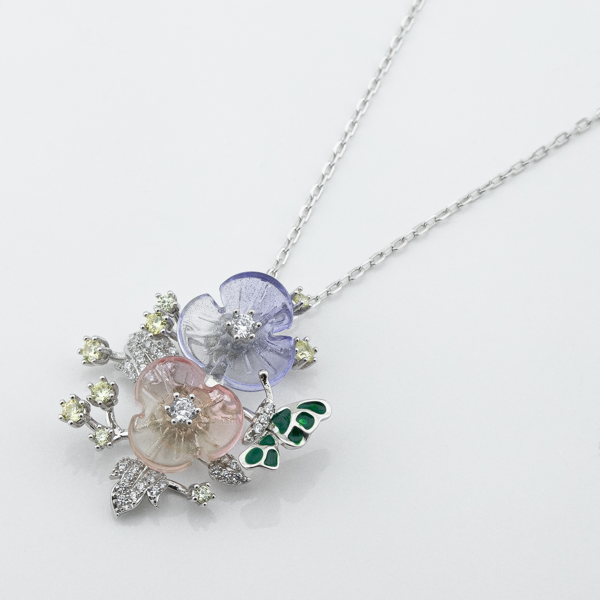 

Серебряное колье Цветы ko14627 Диамант, 45 размер