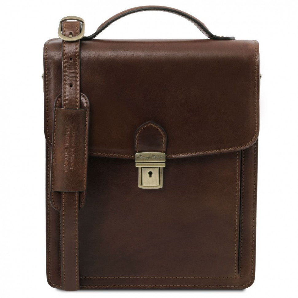 

Мужская кожаная барсетка на плечо Tuscany Leather David TL141424 (большая) (Темно-коричневый)