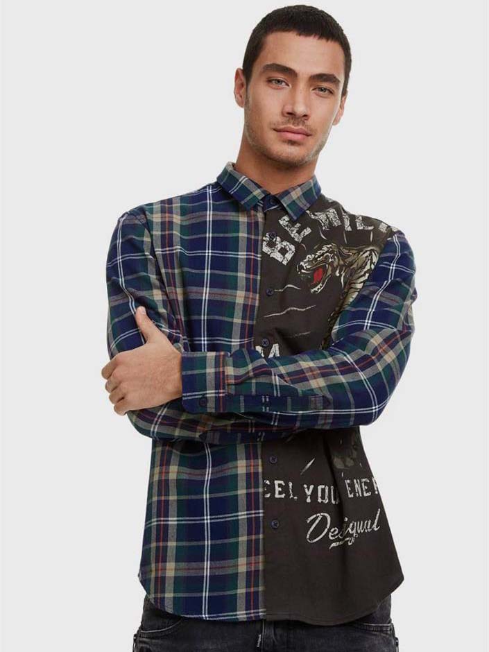 

Рубашка Desigual 19WMCW02-5000  Зеленая в клетку, Рубашка Desigual 19WMCW02-5000 XL Зеленая в клетку