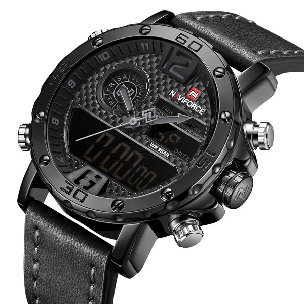 

Мужские спортивные кварцевые часы Naviforce Next Black 9134