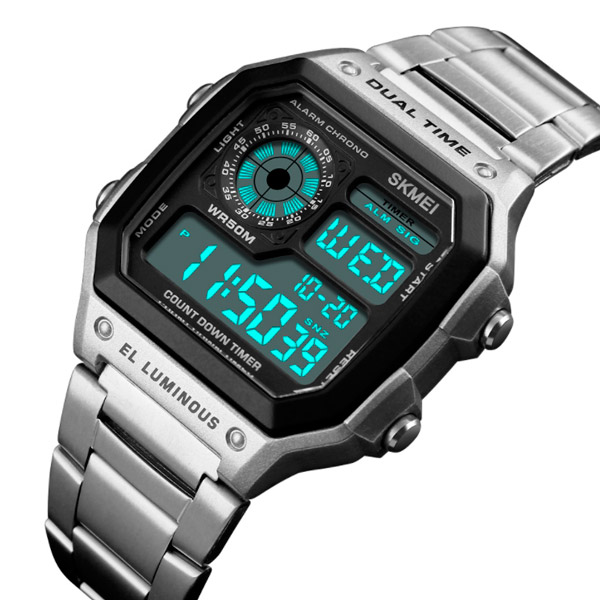 

Мужские спортивные водостойкие часы Skmei Ripple Silver 1335S