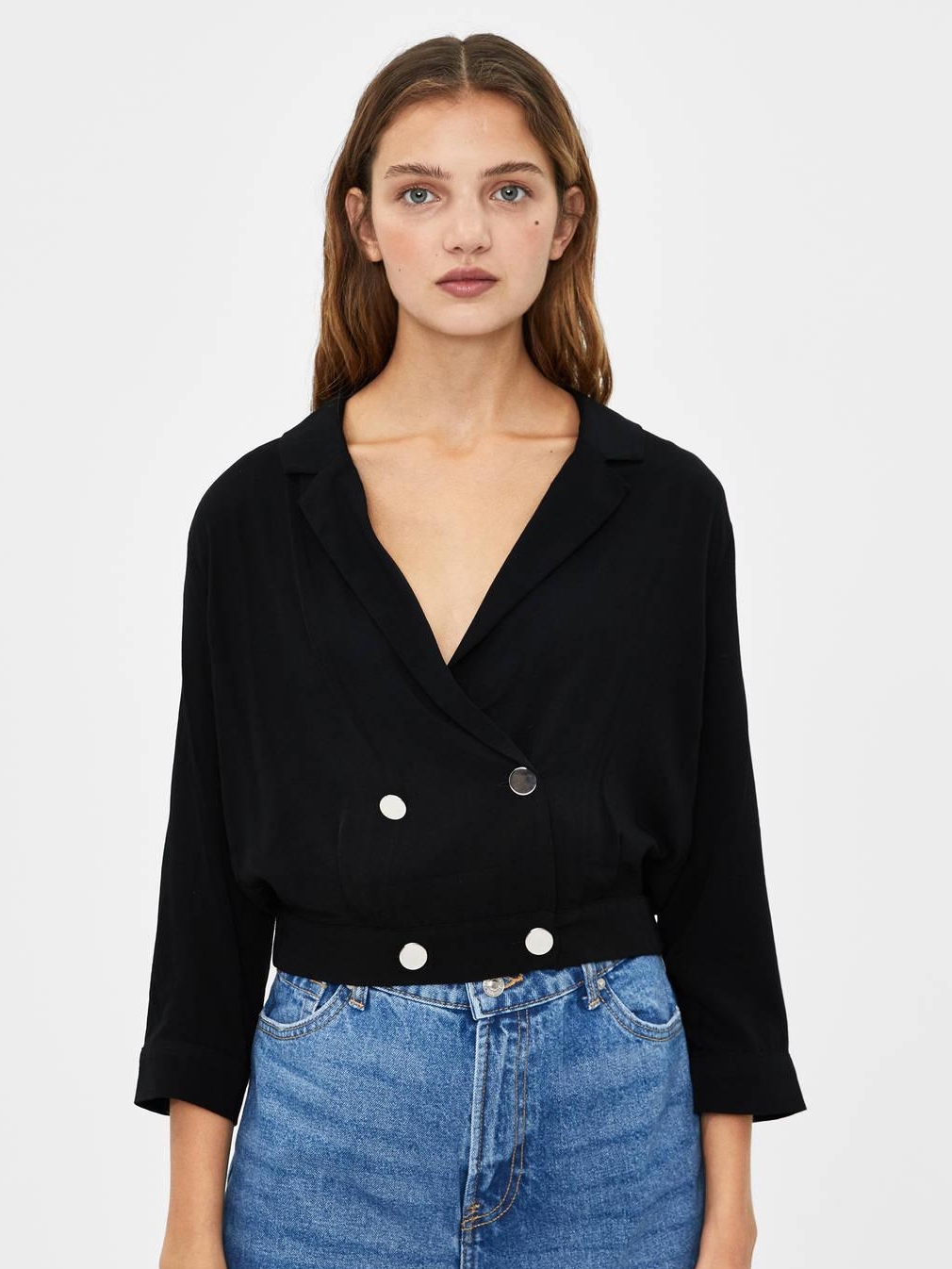 

Блузка Bershka XAZ282387KJHK  Черная, Блузка Bershka XAZ282387KJHK M Черная
