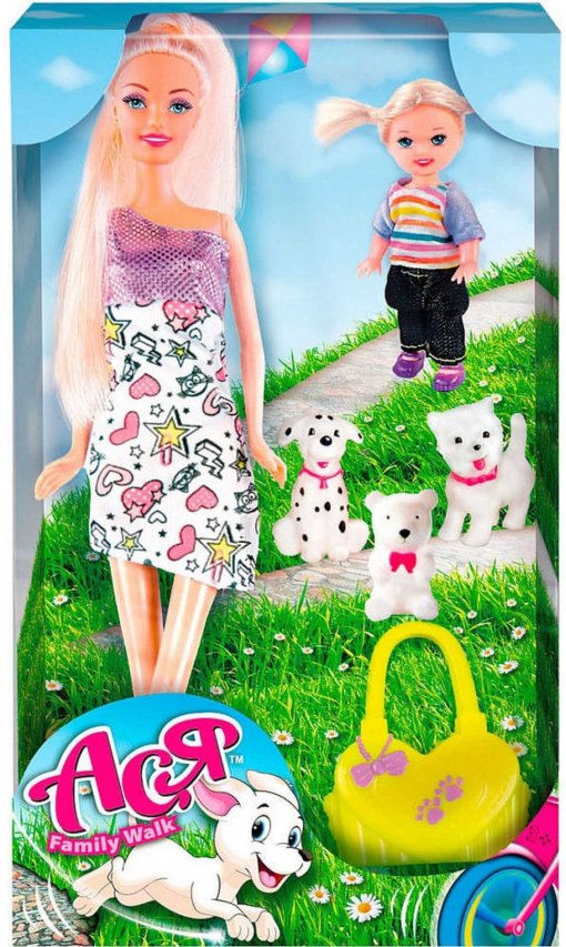 

Кукла Ася Toys Lab Cемейная прогулка с дочкой и питомцами 35086