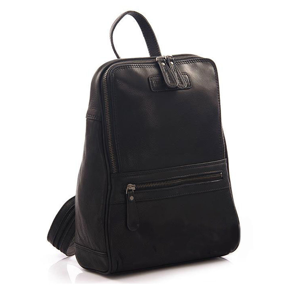 

Рюкзак кожаный черного цвета HILL BURRY HB2399A