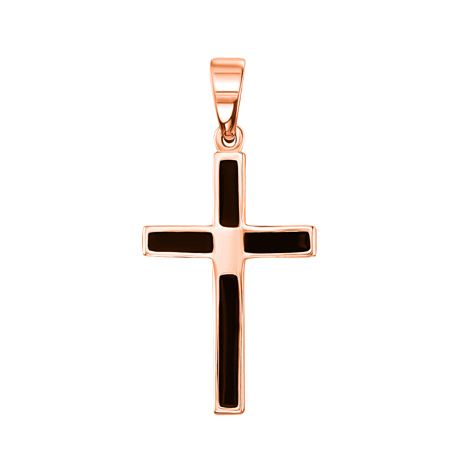 

Декоративный крестик из красного золота с черной эмалью 000133507