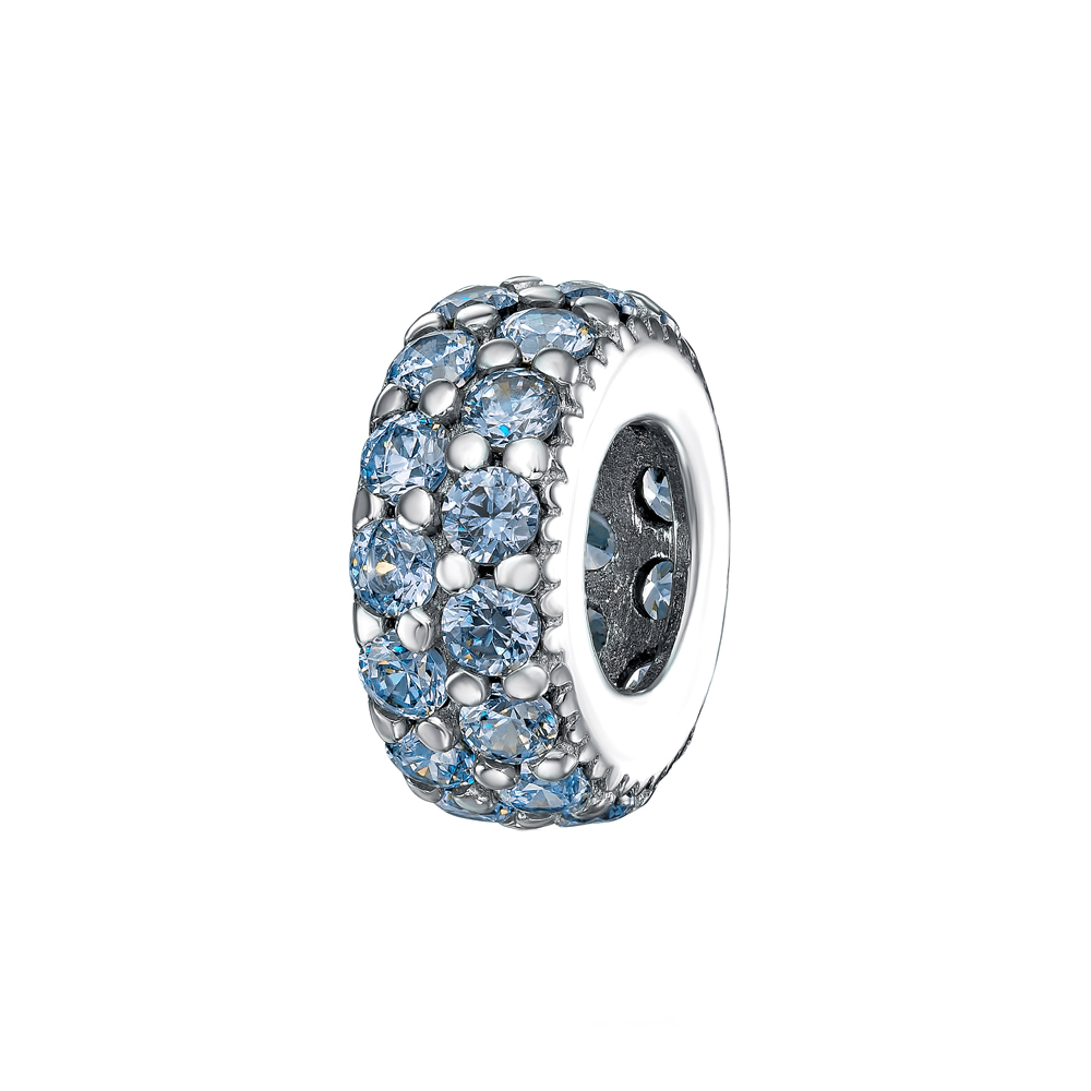 

Серебряный шарм с голубыми фианитами 000116394 без размера