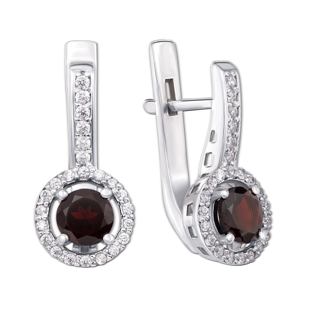 

Серебряные серьги с гранатом 000012661