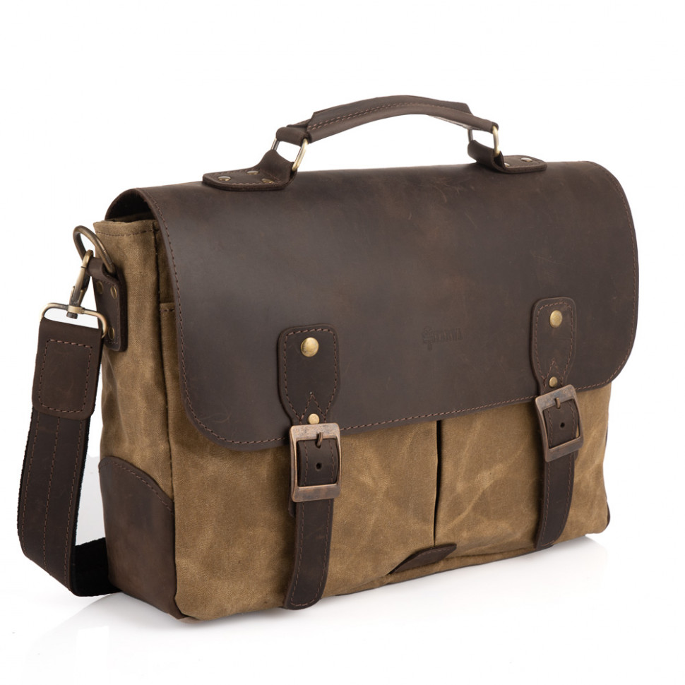 

Мужская сумка-портфель водостойкий канвас и кожа RSw-3960-3md TARWA