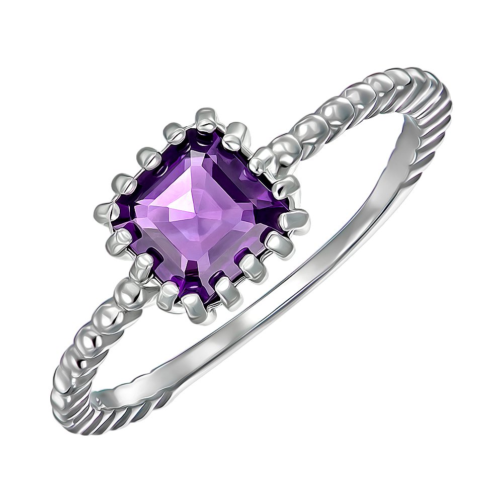 

Серебряное кольцо с аметистом 000131808 15.5 размера