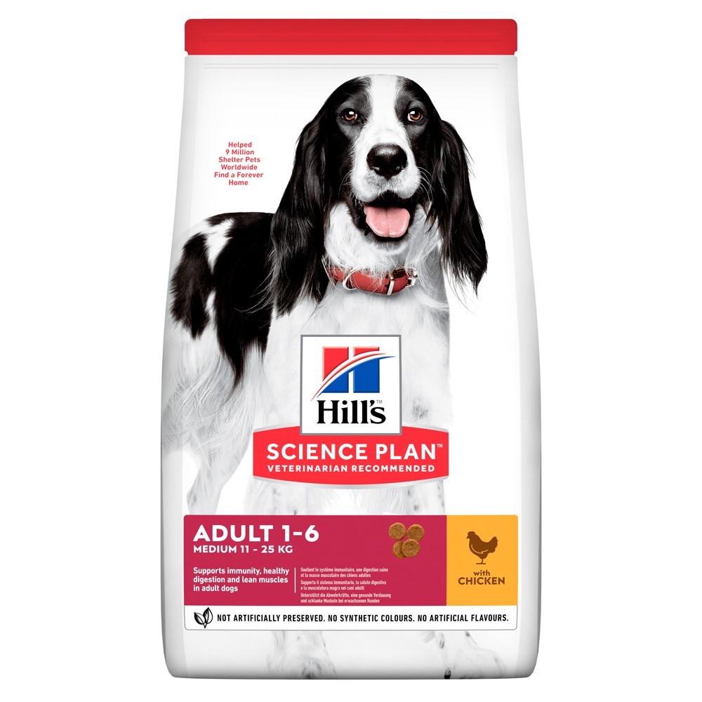

Сухой корм для собак средних пород Hill's Science Plan Adult Medium Chicken с курицей 2,5 кг (604274) (52742326603)