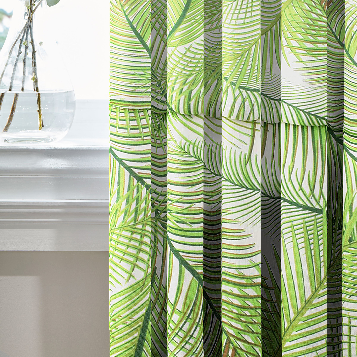 

Шторы Декоративные Лён/Хлопок MacroHorizon Салатовые Листья Пальмы, 270*140 см (2 шт.)