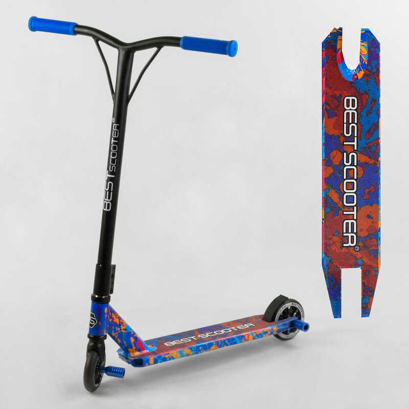 

Самокат трюковый 78107 Best Scooter HIC-система, пеги, алюм. диск и дека, колёса PU, d=110мм, ширина руля - 52 см, высота руля от пола 84 см