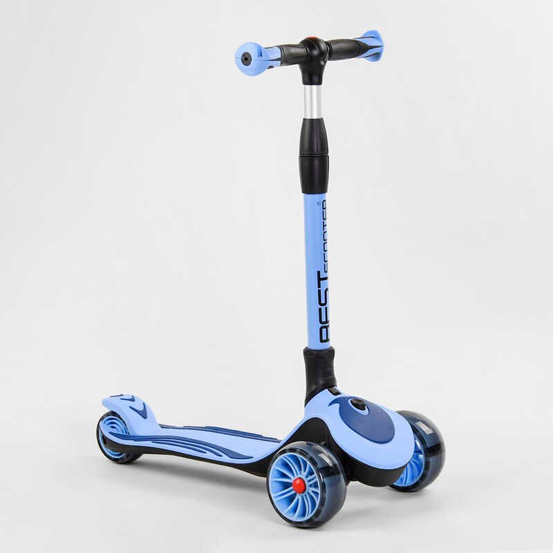 

Детский трехколесный самокат С-03820 Best Scooter складной алюминиевый руль, 3 колеса PU со светом, d=12 см