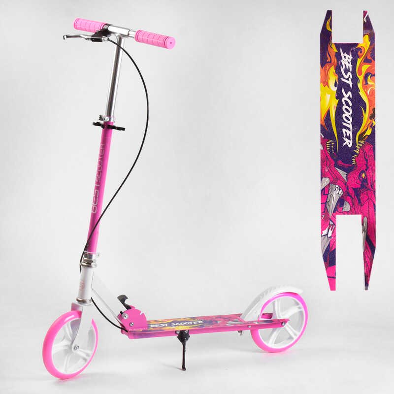 

Детский самокат двухколесный 67002 "Best Scooter" с ручным тормозом, колеса PU, d=20см, грипсы резиновые, длина доски 52см, ширина деки 10см
