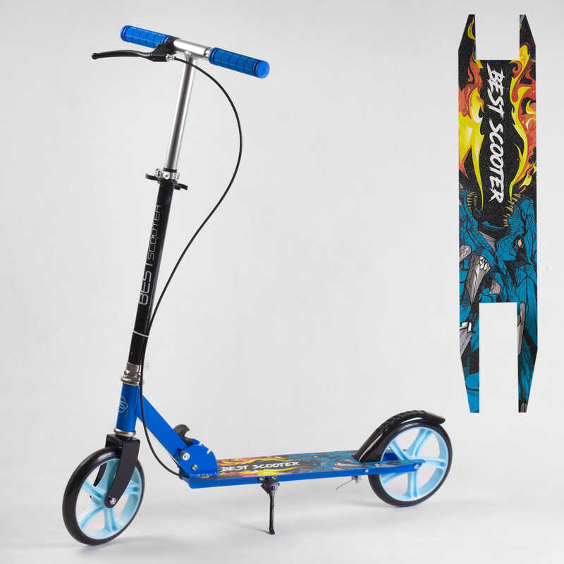 

Детский самокат двухколесный 30156 "Best Scooter" с ручным тормозом, колеса PU, d=20см, грипсы резиновые, длина доски 52см, ширина деки 10см