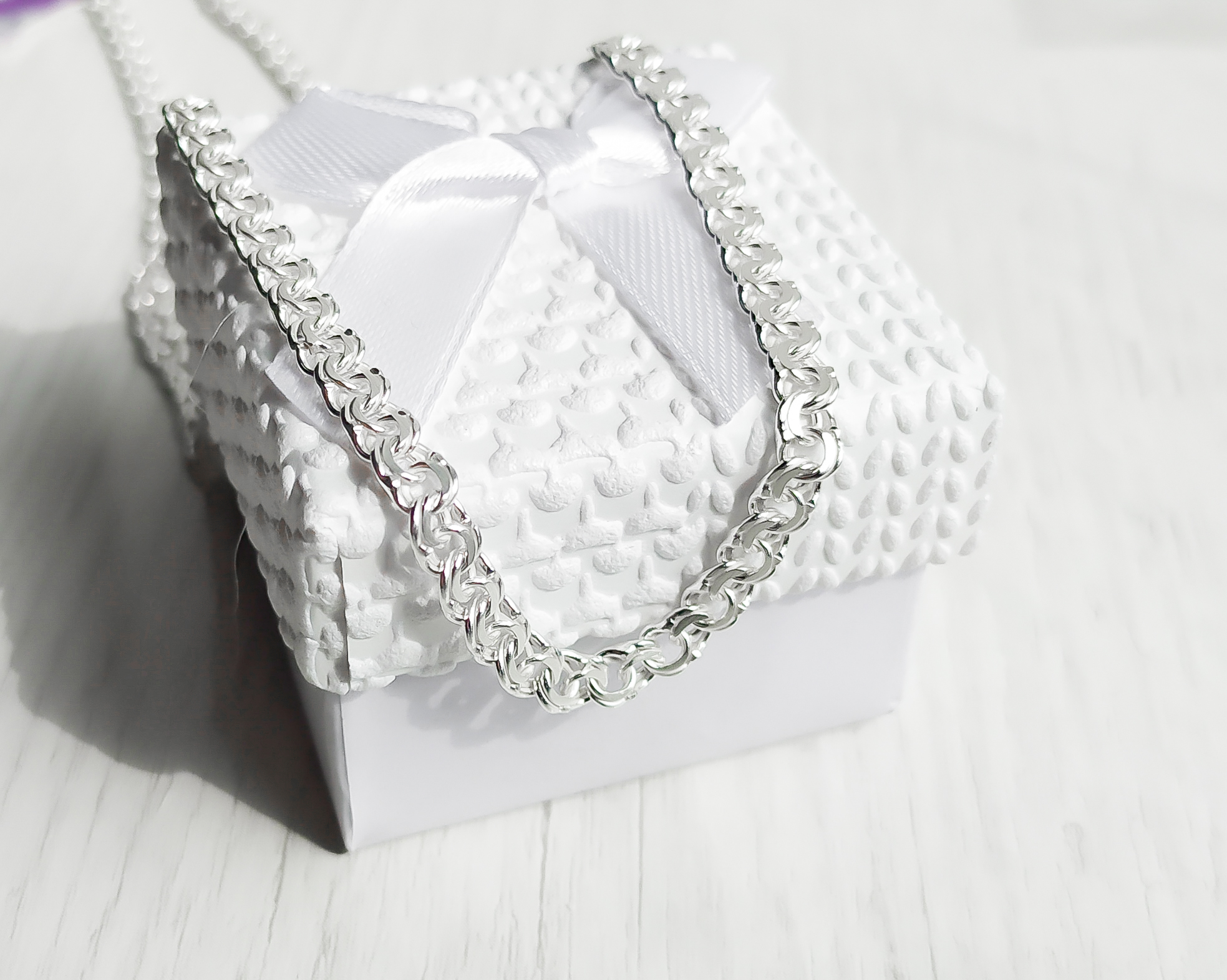 

Цепь из серебра Meridian 925 пробы Плоский-плоский бисмарк 55 размер средний