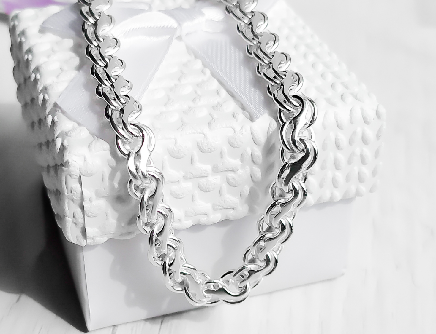 

Цепь из серебра Meridian 925 пробы бисмарк "Ручеек" 50 размер тяжелый