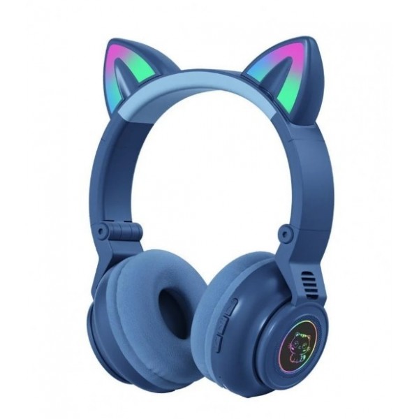 

Наушники складные CAT STN-26 Беспроводные с LED подсветкой с ушками Blue