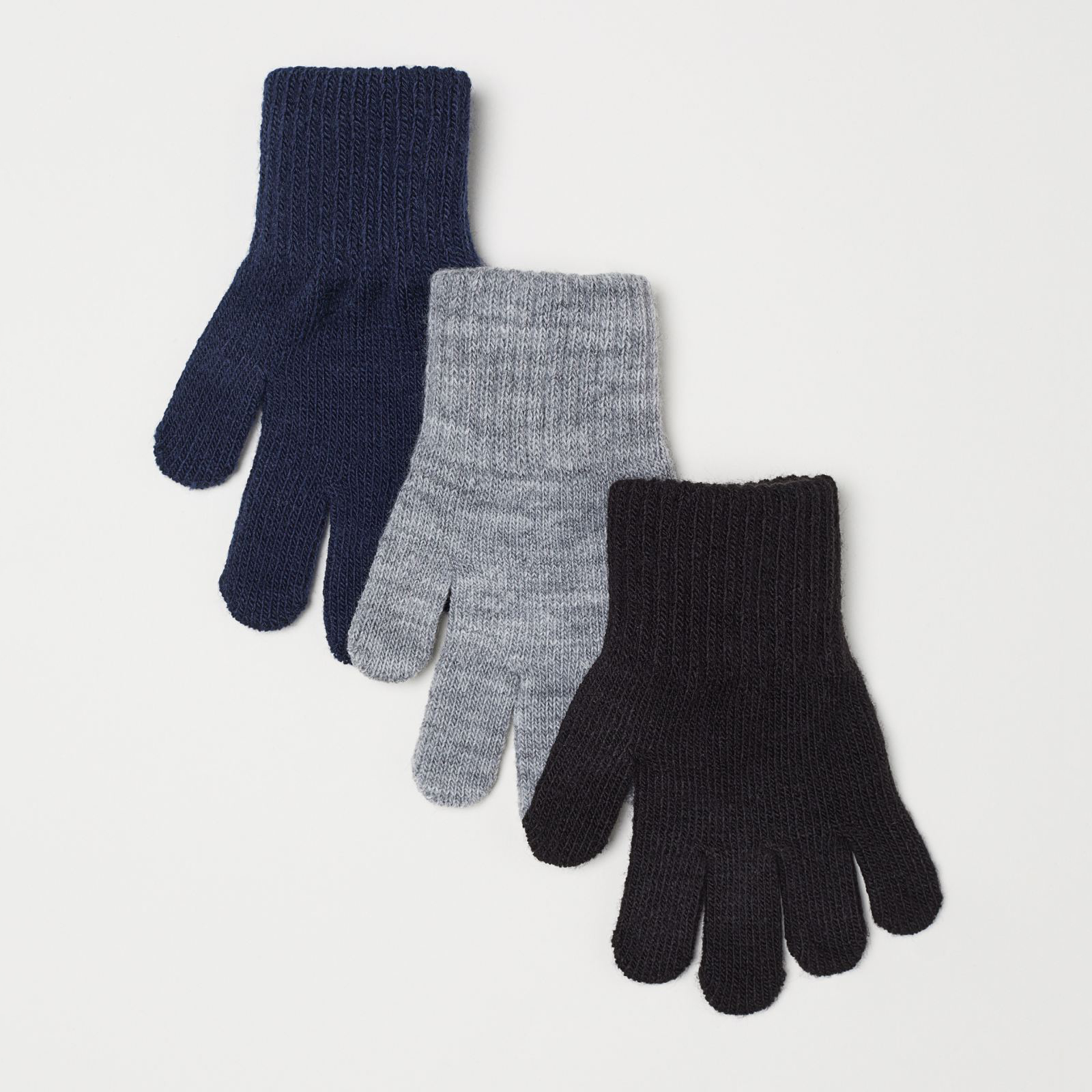 

Перчатки H&M 1712-626959 92-104 см 3 пары Черный/Серый/Синий