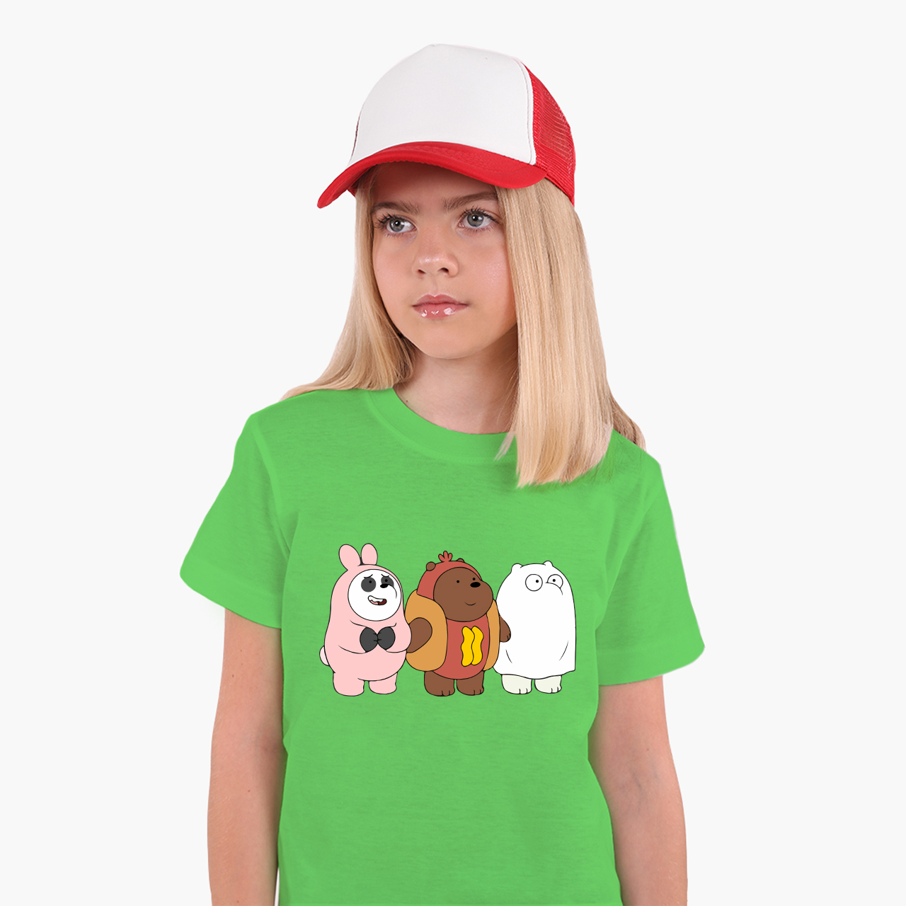 

Детская футболка для девочек Вся правда о медведях (We Bare Bears) (25186-2905-42) 158-164 см Хлопок Зеленый