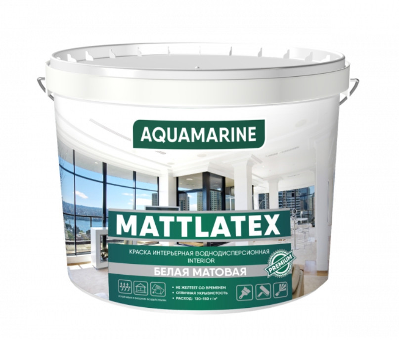 

Краска интерьерная Поликолор Корабельная Mattlatex Aquamarine 7 кг белая