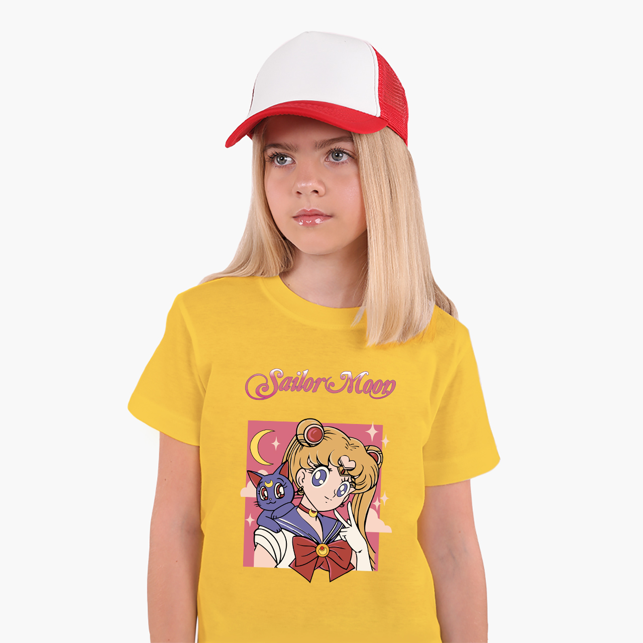 

Детская футболка для девочек Сейлор Мун (Sailor Moon) (25186-2659-17) 146-152 см Хлопок Желтый
