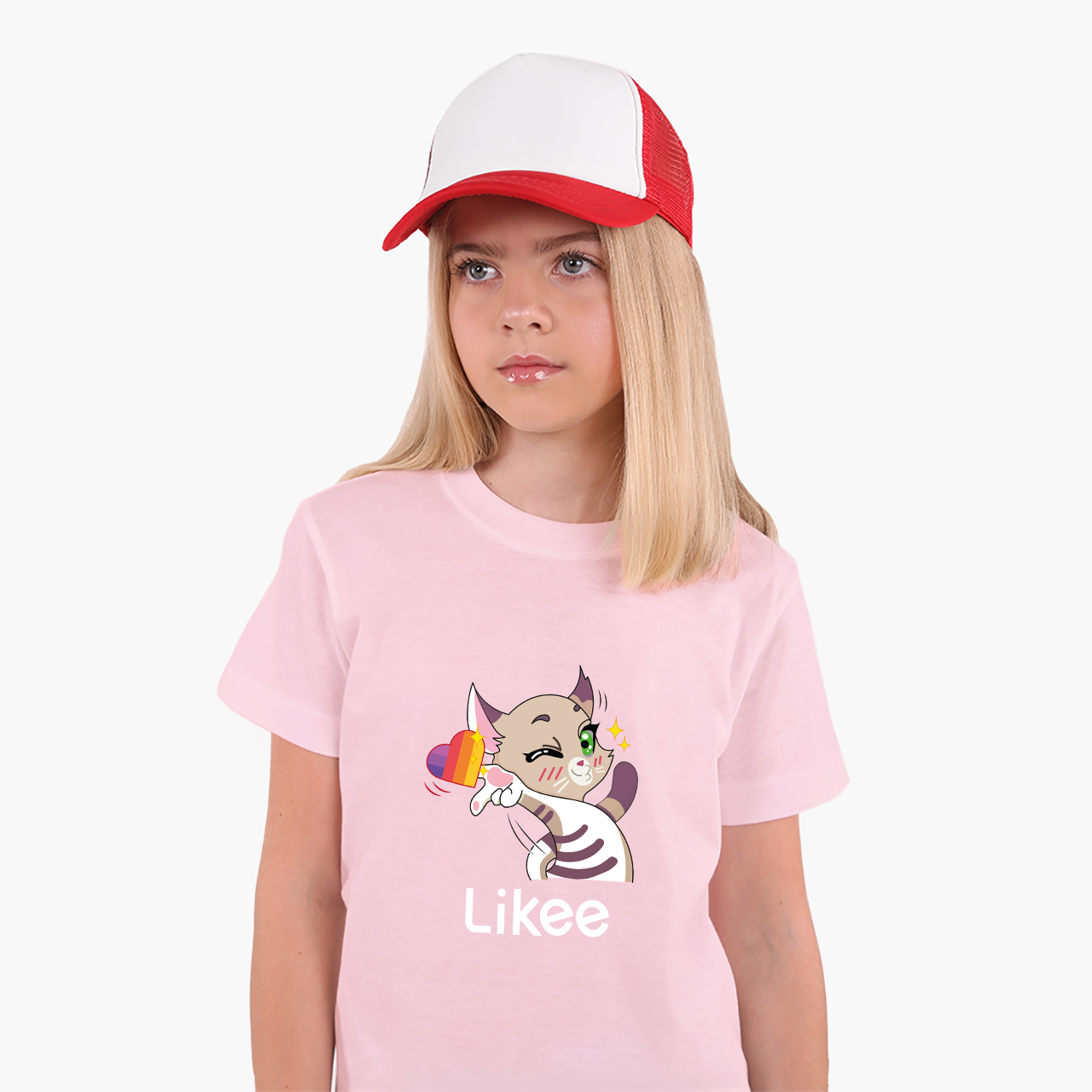 

Детская футболка для девочек Лайк Кот (Likee Cat) (25186-1032-3) 122-128 см Хлопок Красный