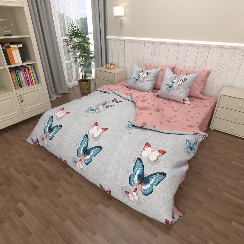 

Двуспальный комплект постельного белья евро 200*220 ранфорс Sleep Well