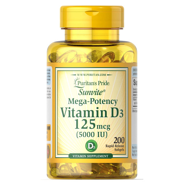 

Витамины Puritan's Pride Vitamin D3 5000 IU 200 капсул