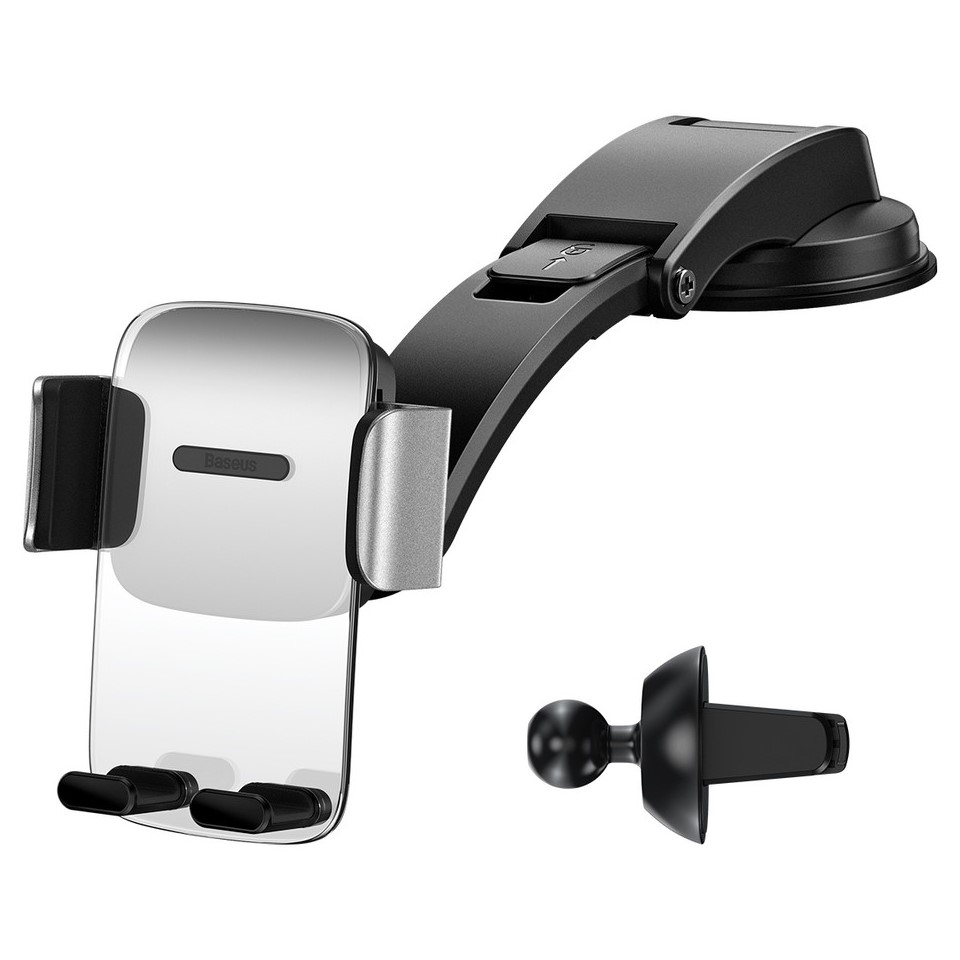 

Автодержатель для телефона Baseus Easy Control Clamp Air Outlet Version на торпедо и в воздуховод Серебристый