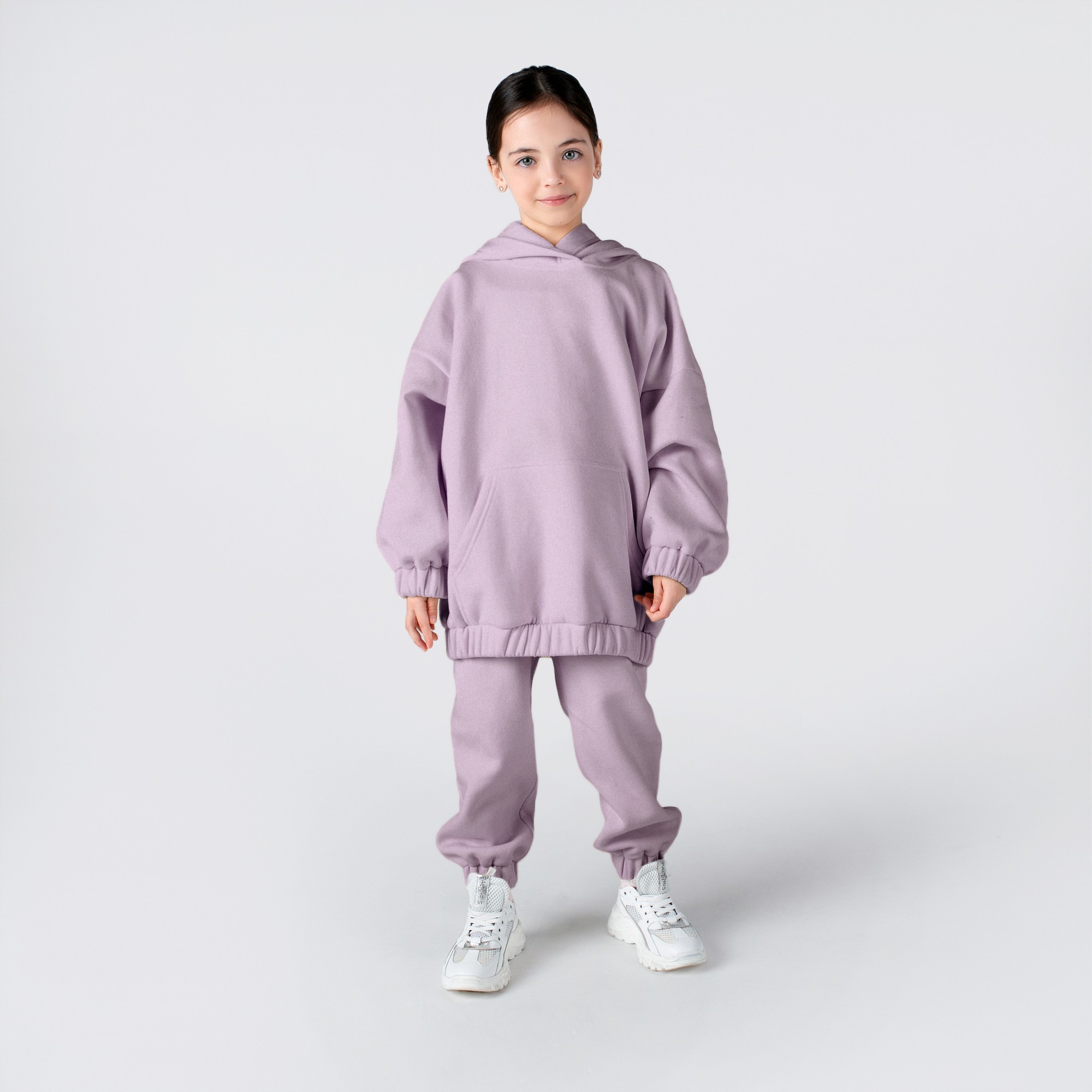 

Детское худи для девочек Mone kids oversize с капюшоном лавандовый р.134