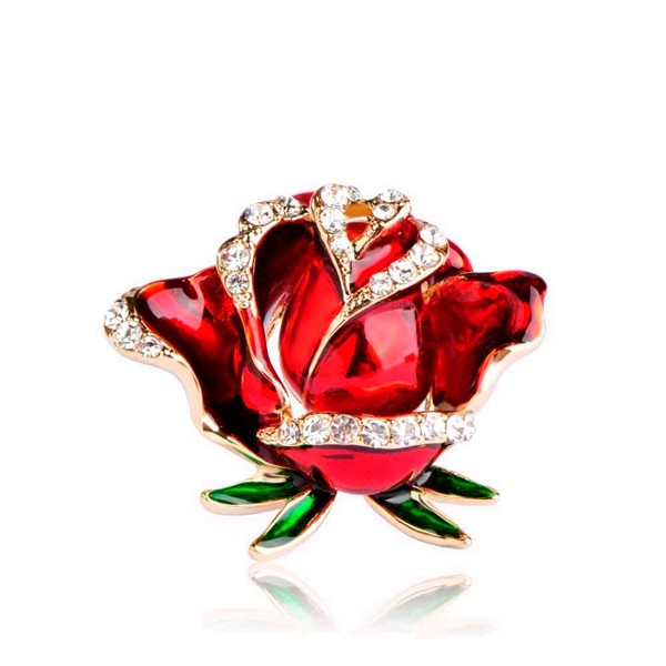 

Брошь женская BROCHE бижутерия с эмалью Роза красная BRBF110844