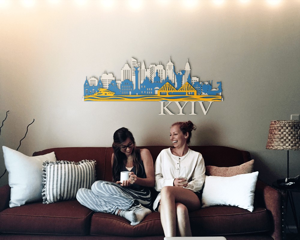 

Деревянный настенный декор для стен LikeWood 3D город Киев Украина L 120х46 см Флаг