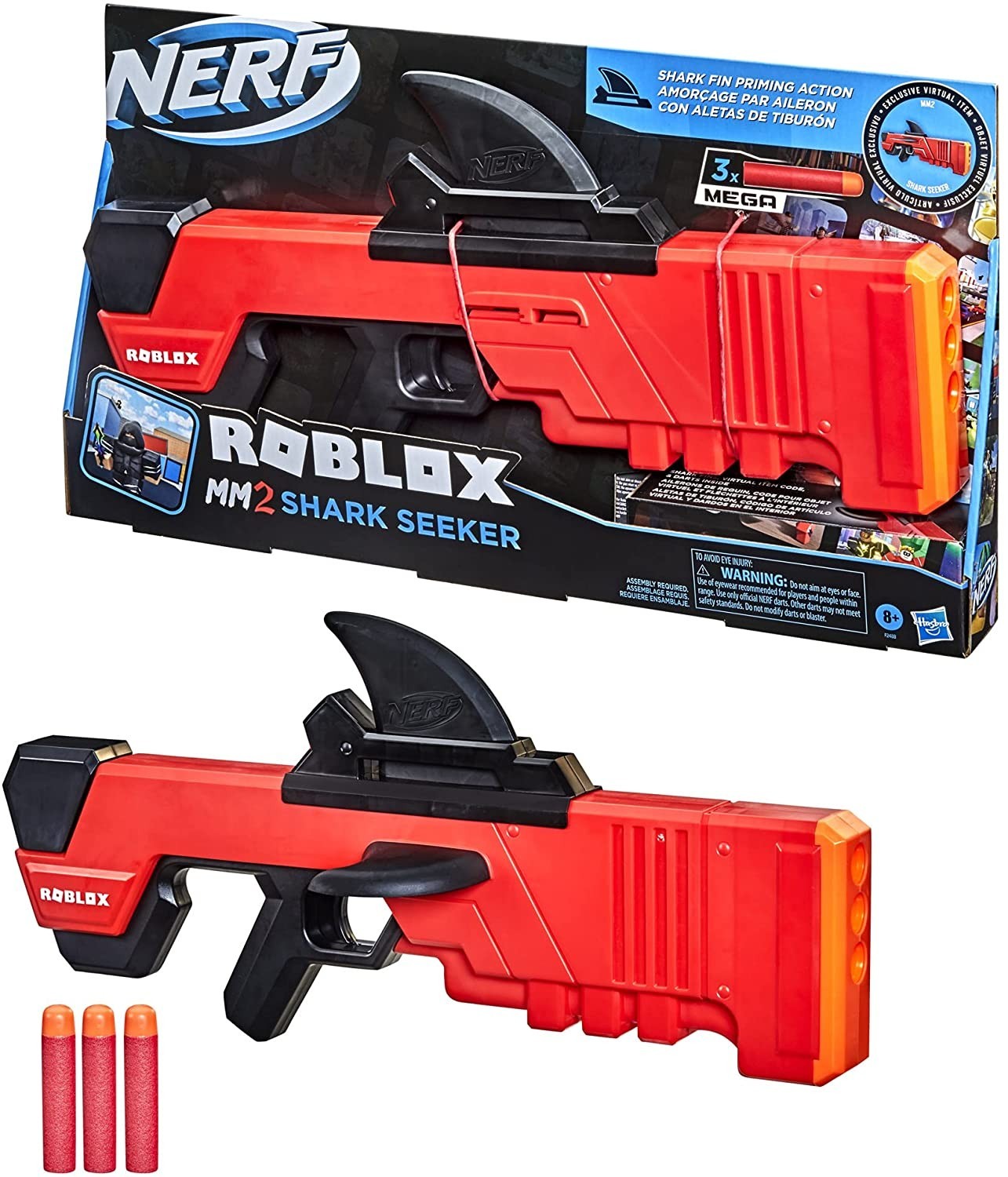 

Бластер Nerf Roblox MM2 Shark Seeker Dart Акульий плавник (F2488)