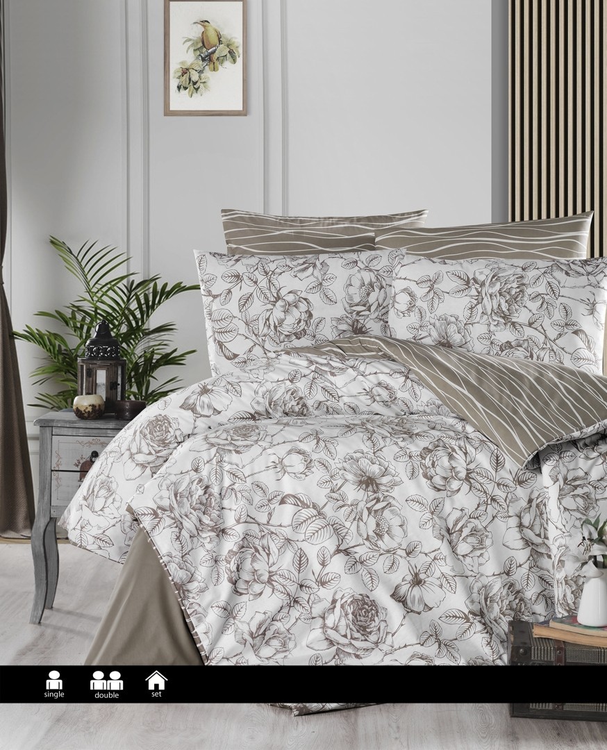 

Комплект постельного белья евро First Choice Ranforce Nevresim Takımı Rozen Mink 200х220 (R-365)