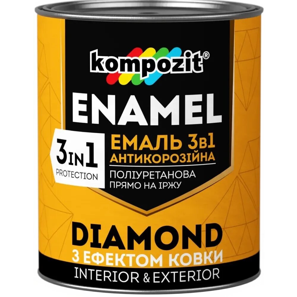 

Эмаль антикоррозионная 3в1 Kompozit DIAMOND, 2.5л Черная