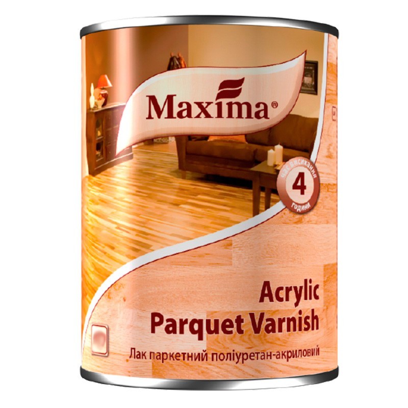 

Лак паркетный полиуретан-акриловый Acrylic parquet varnish Maxima шелковисто-матовый 5л