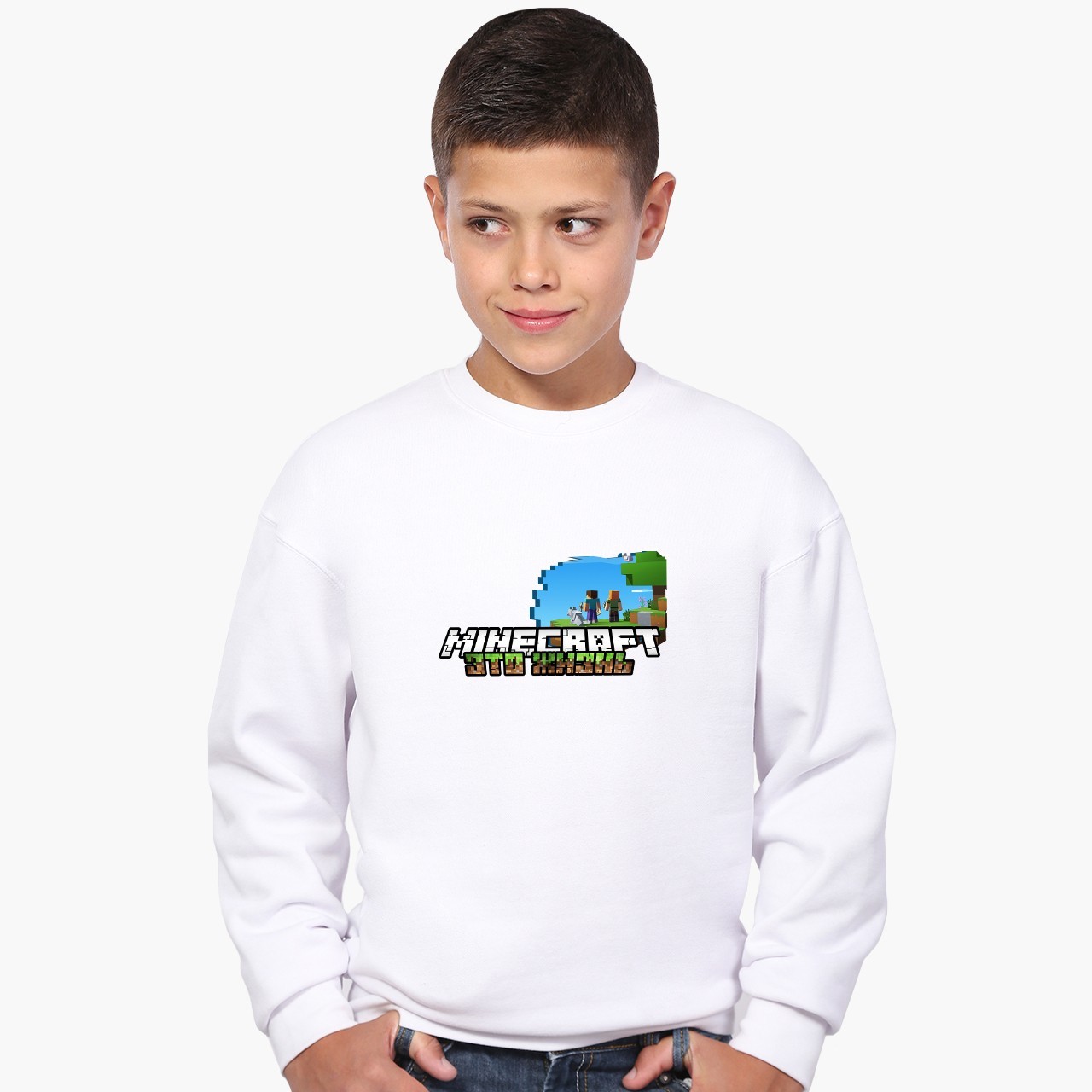 

Свитшот для мальчиков МайнКрафт (MineCraft) (9509-1170) 122-128 см Белый